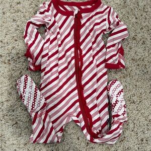 Kickee Pants Red & White Striped Footie Pajamas